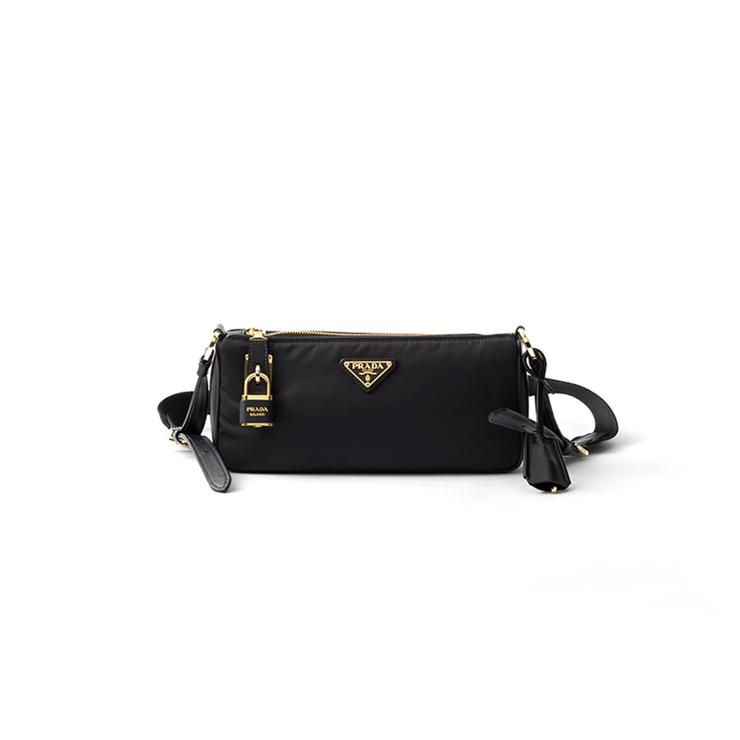 Pra*a small re-nylon and leather shoulder bag 1bc234 (27*13*4cm)